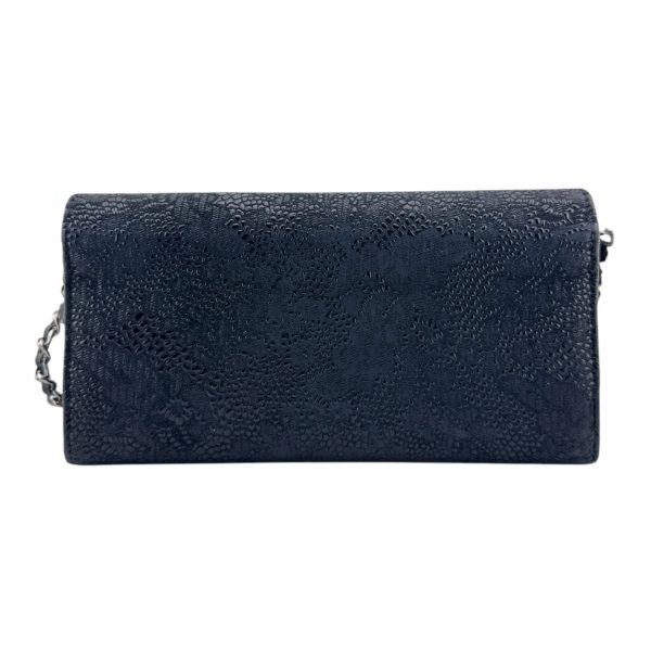 CHANEL Black Lace Goatskin Long Flap Wallet on Sale