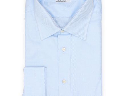 VANNUCCI Milano Blue Twill Cotton French Cuff Dress Shirt EU 45 NEW US 18 Cheap