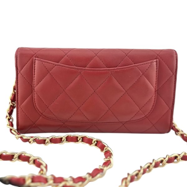 CHANEL Red Lambskin Classic Flap Wallet For Cheap