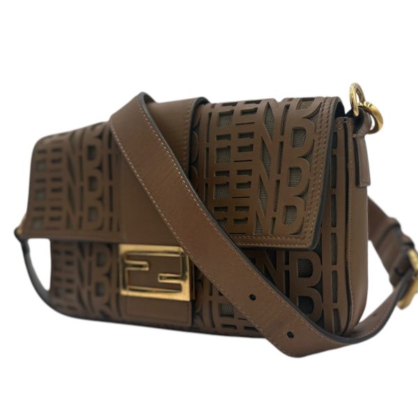 FENDI Special Edition Brown Leather Hollow 2-Way Bag Sale