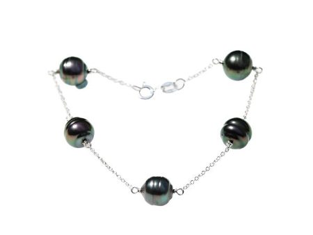 Tahitian 5-Pearl Silver Bracelet Online Hot Sale