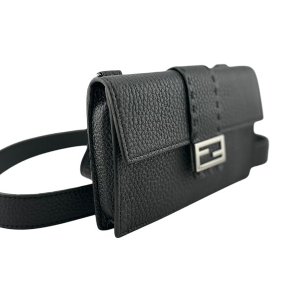 FENDI Cuoio Romano Selleria Baguette Belt Pouch Black Discount