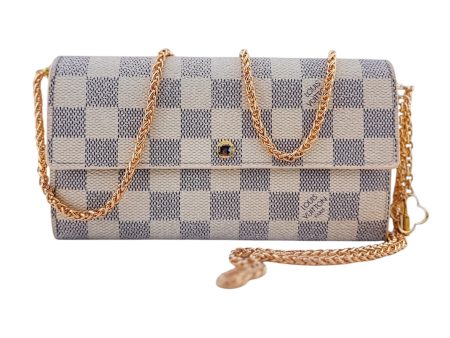 LOUIS VUITTON Damier Azur Sarah Wallet with Chain Fashion