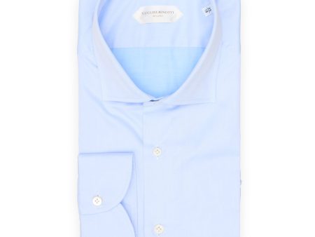 GUGLIELMINOTTI Milano Blue Twill Cotton Dress Shirt EU 45 NEW US 18 Hot on Sale