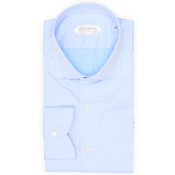 GUGLIELMINOTTI Milano Blue Twill Cotton Dress Shirt EU 45 NEW US 18 Hot on Sale