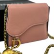 DIOR Pink Leather Compact Saddle Wallet with Added Adjustable Chain For Discount