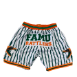 FAMU BASKETBALL SHORTS WHITE GREEN PINSTRIPES For Discount