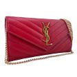 SAINT LAURENT Red Grain de Poudre Chevron Cassandra YSL Clutch with Chain Online