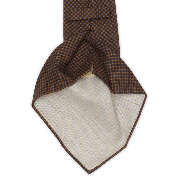 KITON Brown Plaid Seven Fold Cotton-Wool Tie NEW Fashion