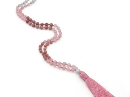 Gemstone Mala with Rose Quartz, Rhodonite, and Chalcedony Online