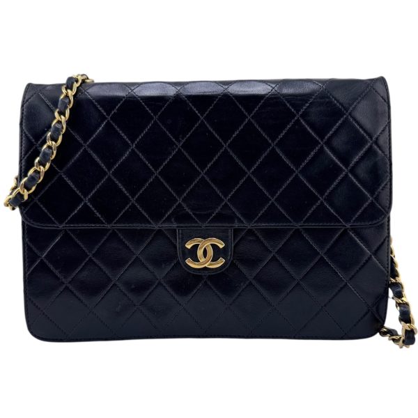 CHANEL Black Lambskin Classic Single Flap Chain Bag on Sale