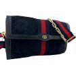 GUCCI Large Navy Suede Ophidia Clutch with added Strap & Chain Fashion