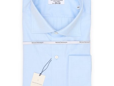 SARTORIA PARTENOPEA for Vannucci Blue Twill French Cuff Dress Shirt EU 45 NEW US 18 For Cheap