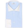 VANNUCCI Milano Sky Blue Bengal Striped Dress Shirt EU 41 NEW US 16 on Sale