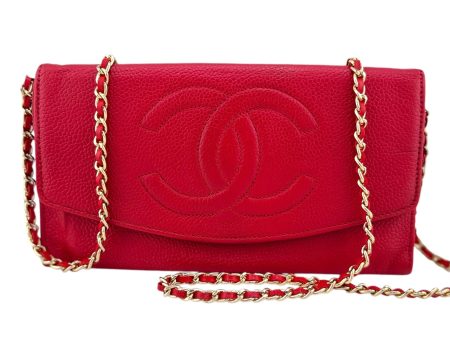 CHANEL Red Caviar Leather Timeless Wallet Sale