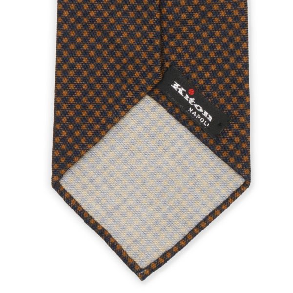 KITON Brown Plaid Seven Fold Cotton-Wool Tie NEW Fashion