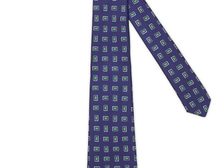 KITON Light Dark Blue-Green Geometric Seven Fold Silk Tie NEW For Cheap