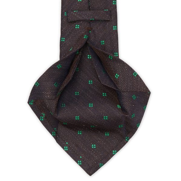 KITON Dark Blue-Green Medallion Seven Fold Silk Tie NEW Hot on Sale