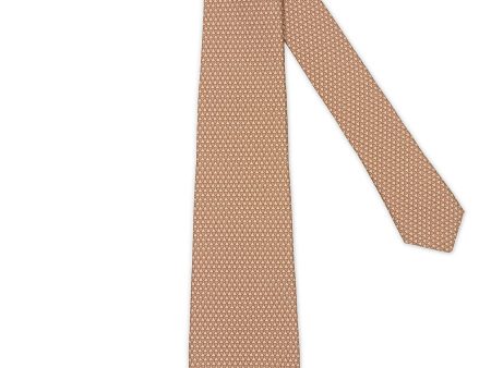 KITON Light Brown Geometric Seven Fold Silk Tie NEW For Discount