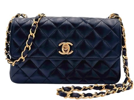 CHANEL Black Lambskin Turnlock Small Flap Chain Bag Online now