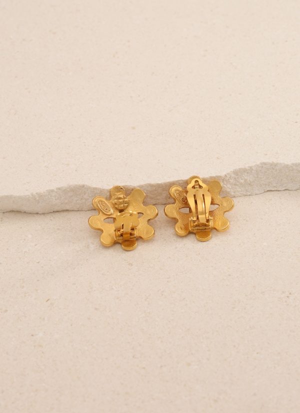 Chanel 1994 CC Logo Flower Clip-On Earrings Hot on Sale