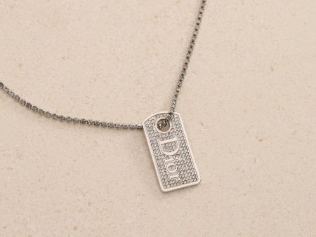 Dior Crystal Plate Dog Tag Necklace Online Sale