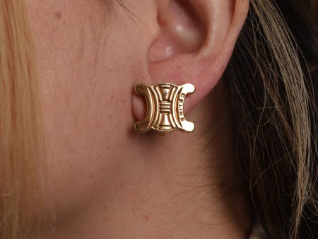 Celine Gold Triomphe Clip On Earrings Supply