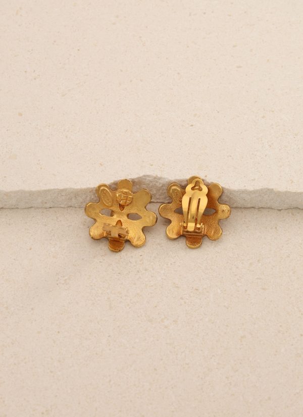 Chanel 1994 CC Logo Flower Earrings on Sale