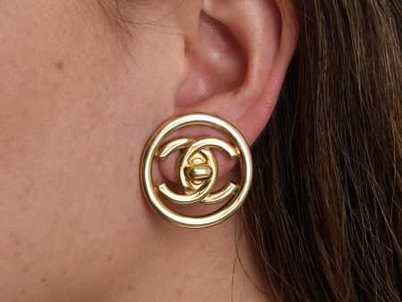 Chanel 1997 CC Turnlock Circle Clip-On Earrings Discount