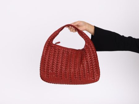 Bottega Veneta Braided Intrecciato Red Hobo Discount